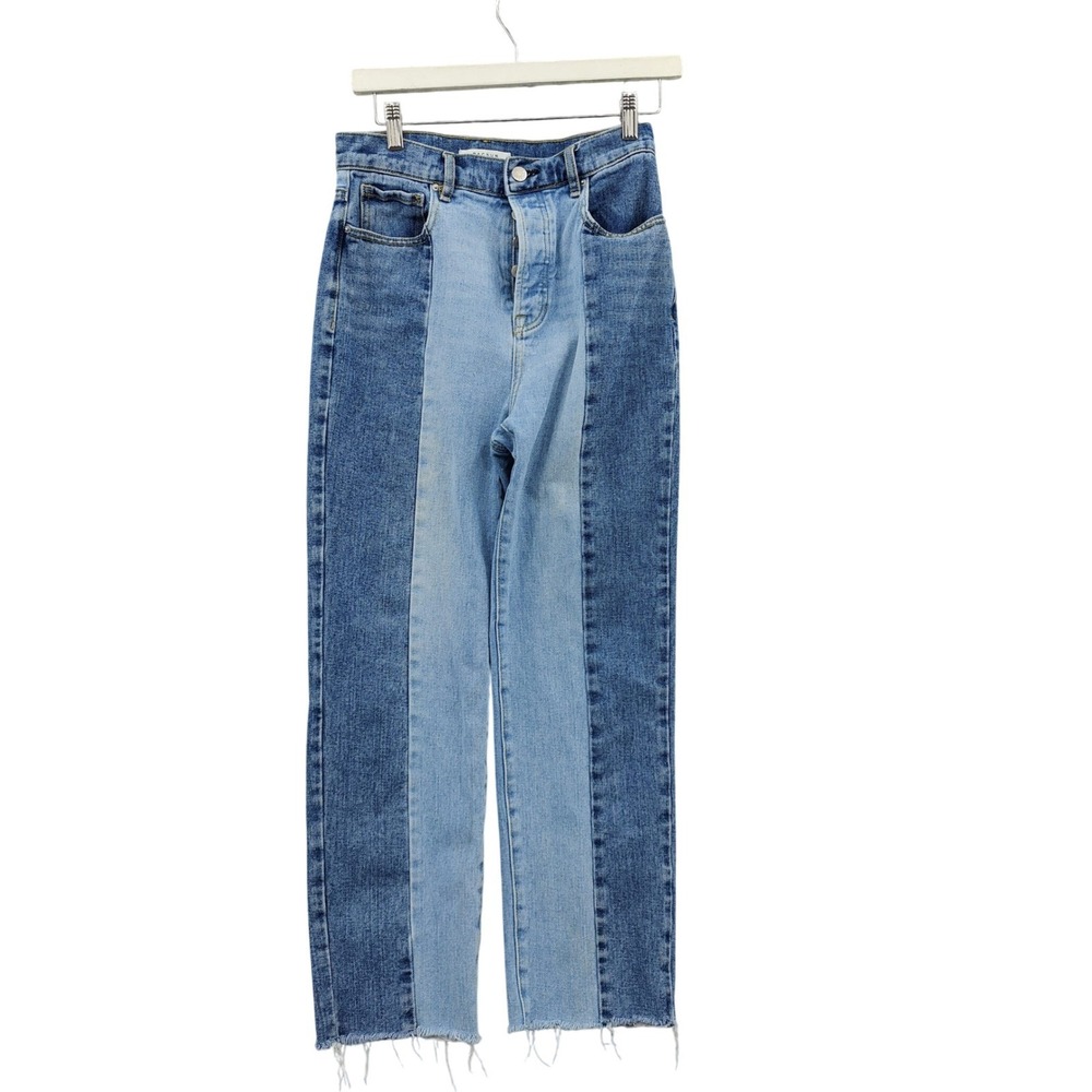 PacSun Womens Y2K Edgy Streetwear Patch Straight Button Fly Ankle Jeans 26 Blue